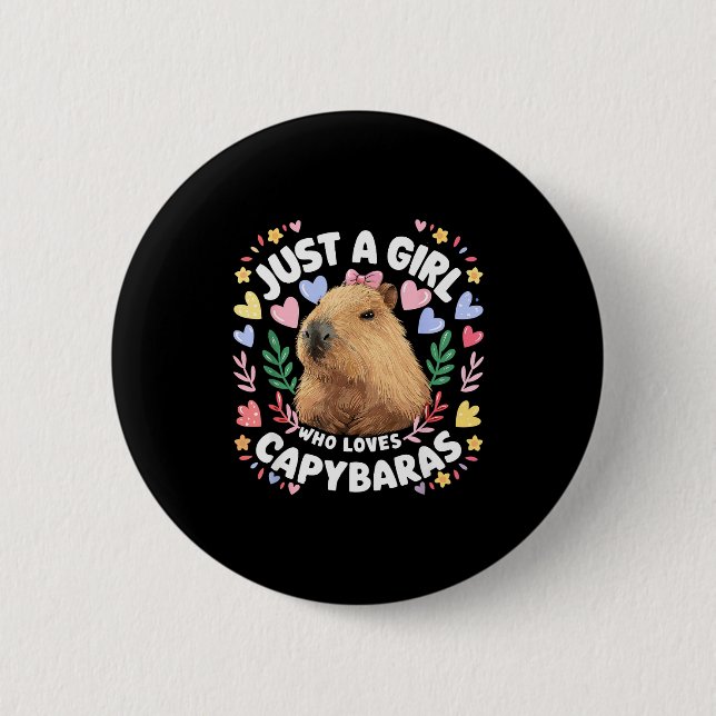 Just A Girl Who Loves Capybaras Cute Capybara Love Knapp (Framsida)