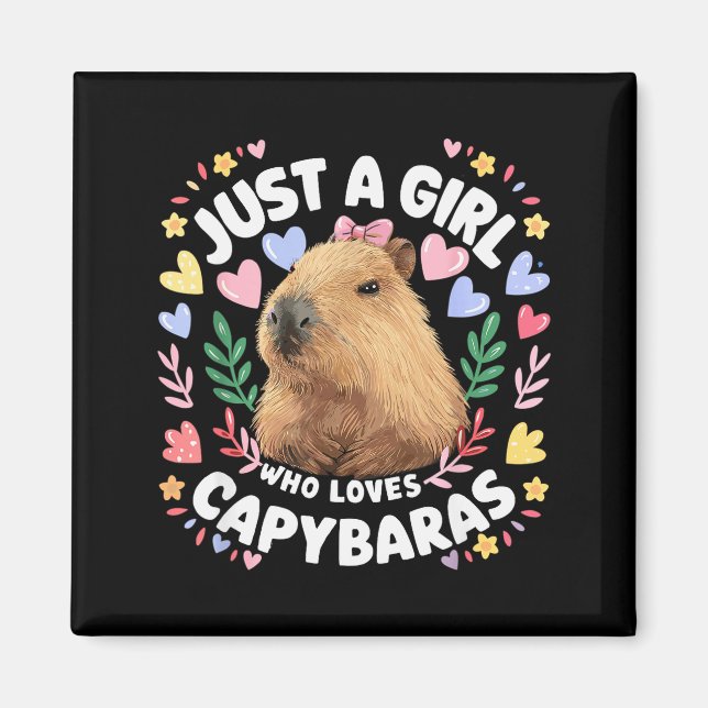 Just A Girl Who Loves Capybaras Cute Capybara Love Magnet (Framsidan)