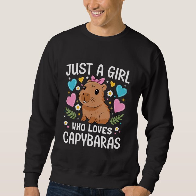 Just a Girl Who Loves Capybaras Cute Kawaii Capyba Lång Ärmad Tröja (Framsida)