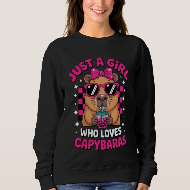 Just a Girl Who Loves Capybaras Fun Boba Capybara  T Shirt (Framsida)