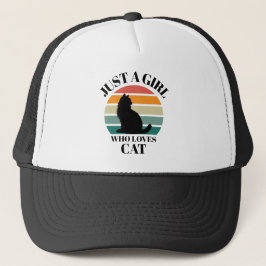 Just A Girl Who Loves Cat Retro Sunset Keps