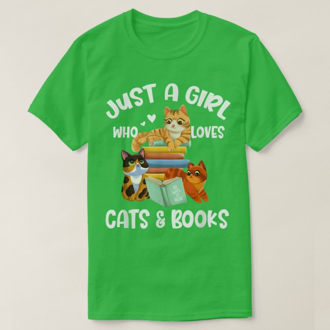 Just A Girl Who Loves Cats & Books723 T Shirt (Design framsida)