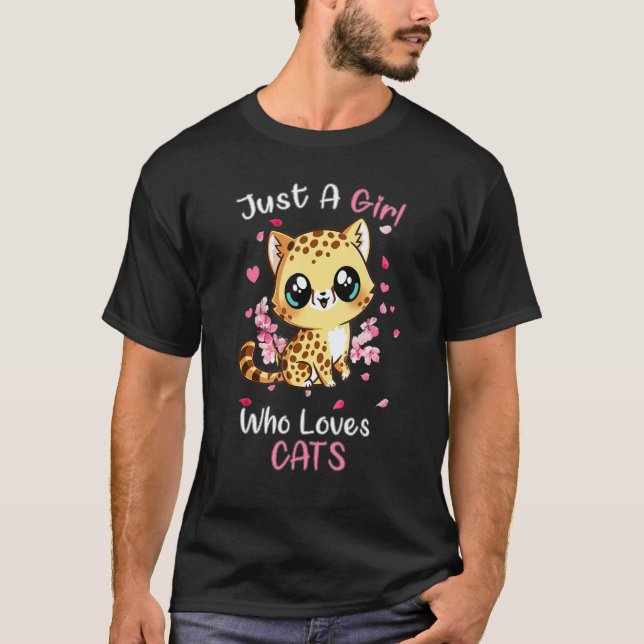Just A Girl Who Loves Cats  Cute Cat  Kittens T Shirt (Framsida)