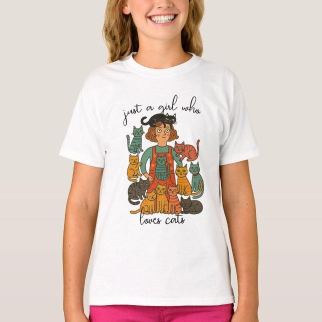 Just A Girl Who Loves Cats - Cute Cat Lover T Shirt (Framsida)
