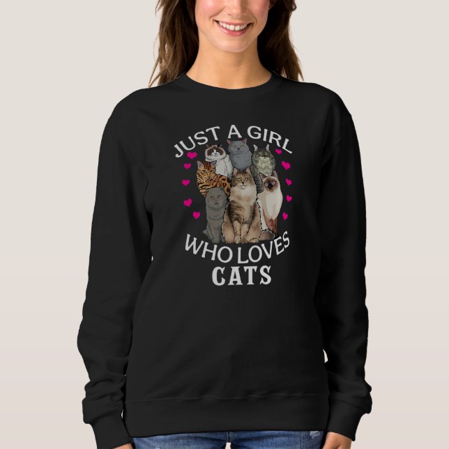 Just A Girl Who Loves Cats Cute Cat T Shirt (Framsida)