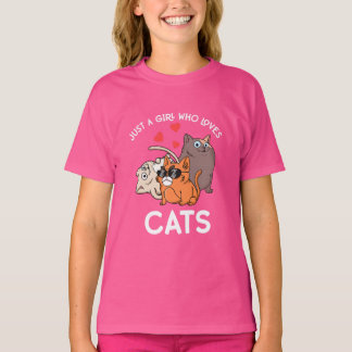 Just A Girl Who Loves Cats Kids Women Cat T Shirt