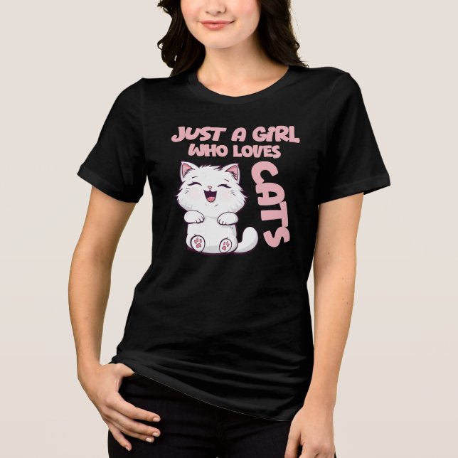 Just A Girl Who Loves Cats  T Shirt (Framsida)
