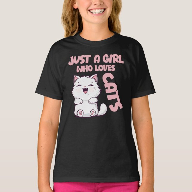 Just A Girl Who Loves Cats  T Shirt (Framsida)