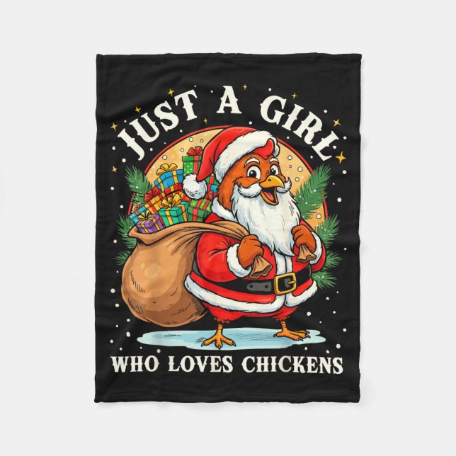 Just A Girl Who Loves Chickens Christmas Farm Anim Fleecefilt (Framsidan)
