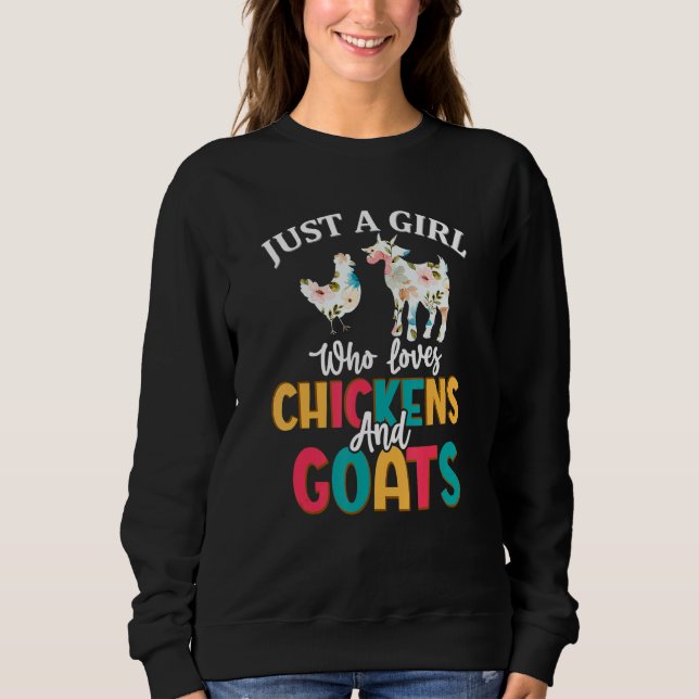 Just A Girl Who Loves Chickens Goats Farmer Girls T Shirt (Framsida)