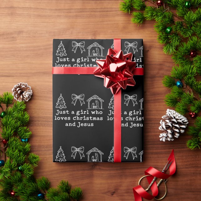 Just a Girl Who Loves Christmas and Jesus Nativity Presentpapper (Julgåva)