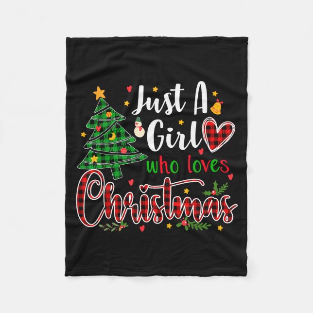 Just A Girl Who Loves Christmas Funny Xmas Pajama  Fleecefilt (Framsidan)