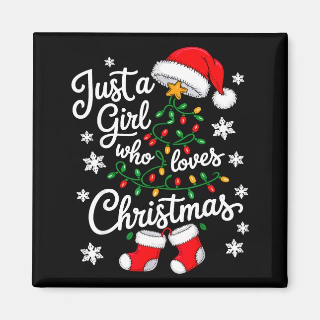Just A Girl Who Loves Christmas Tree Xmas  Magnet (Framsidan)