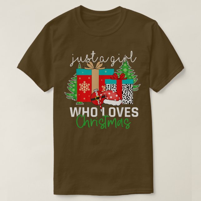 Just a Girl Who Loves Christmas Xmas Holiday Pajam T Shirt (Design framsida)
