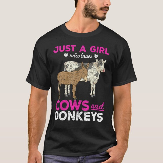 Just A Girl Who Loves Cows And Donkeys Farm Animal T Shirt (Framsida)