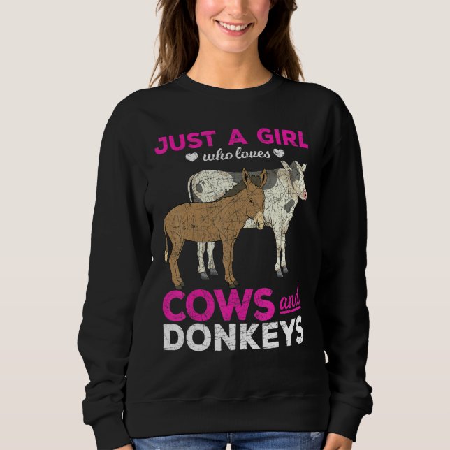 Just A Girl Who Loves Cows And Donkeys Farm Animal T Shirt (Framsida)