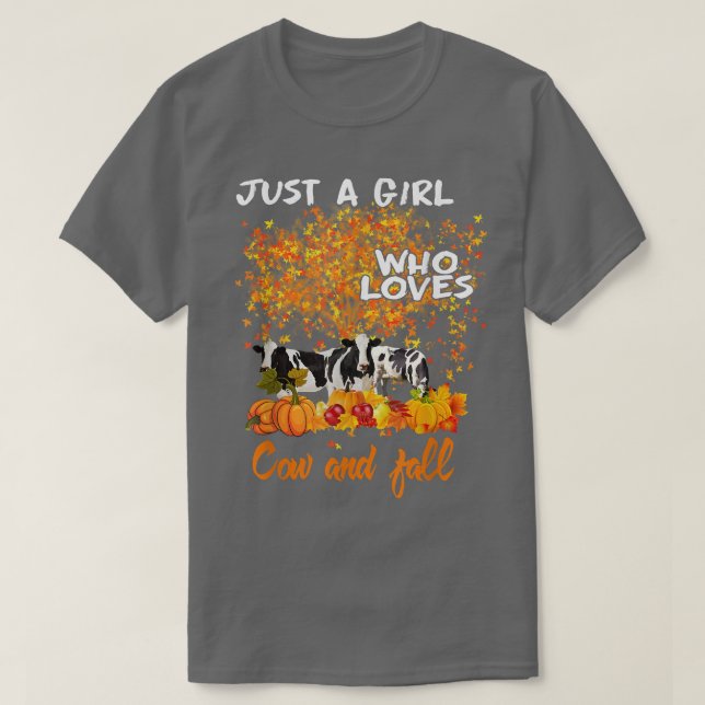 Just A Girl Who Loves Cows And Fall Pumpkin Autumn T Shirt (Design framsida)