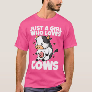 Just A Girl Who Loves Cows Funny Cow Costume Milk  T Shirt