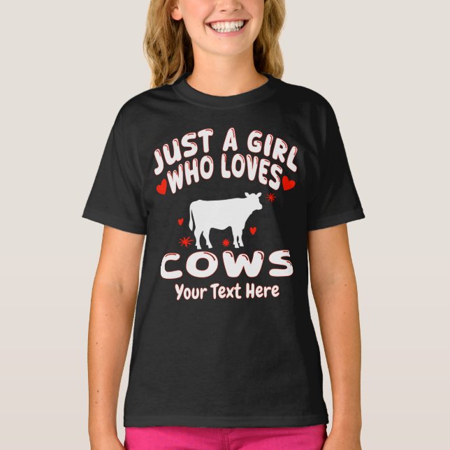 Just A Girl Who Loves Cows Personalized T Shirt (Framsida)