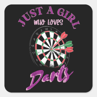 Just A Girl Who Loves Darts Fyrkantigt Klistermärke