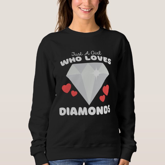 Just A Girl Who Loves Diamonds  Cute Girls Jewelry T Shirt (Framsida)