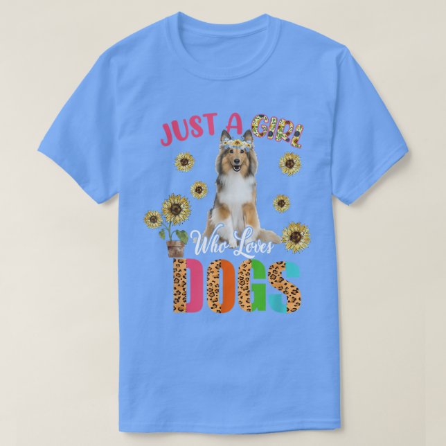 Just A Girl Who Loves Dogs Cute Sunflowers Dogs Fa T Shirt (Design framsida)