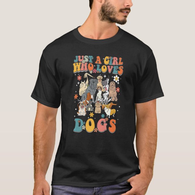 Just A Girl Who Loves Dogs Retro Groovy Dog Christ T Shirt (Framsida)