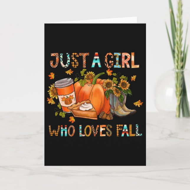 Just A Girl Who Loves Fall Pumpkin Cozy Thanksgivi Kort (Framsida)