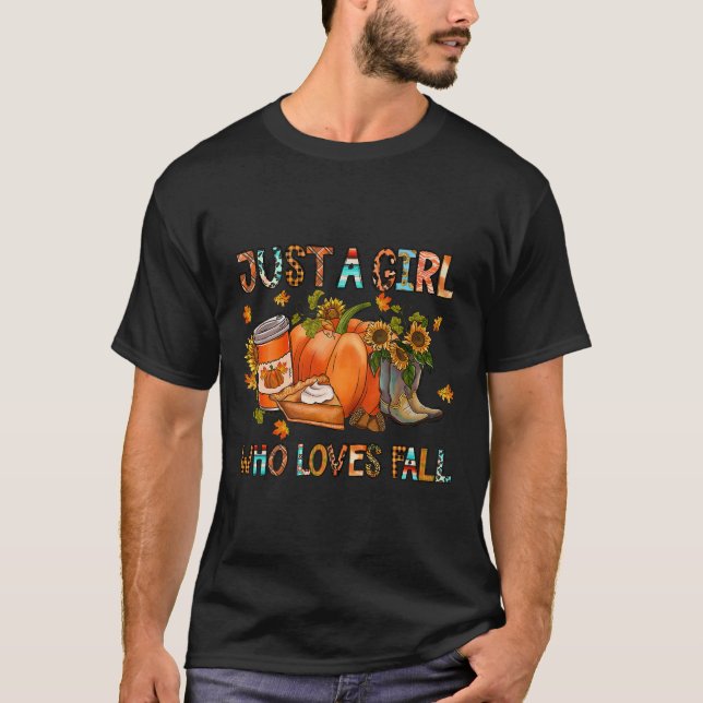Just A Girl Who Loves Fall Pumpkin Cozy Thanksgivi T Shirt (Framsida)