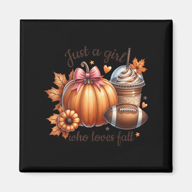 Just A Girl Who Loves Fall Pumpkin Football Cozy A Magnet (Framsidan)