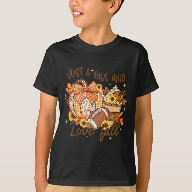 Just A Girl Who Loves Fall Pumpkin Football Cozy A T Shirt (Framsida)