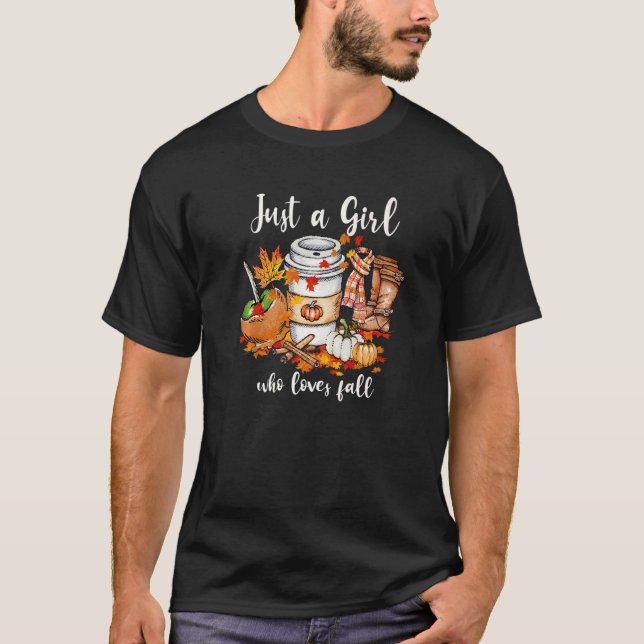 Just A Girl Who Loves Fall Pumpkin Spice Leaves Au T Shirt (Framsida)