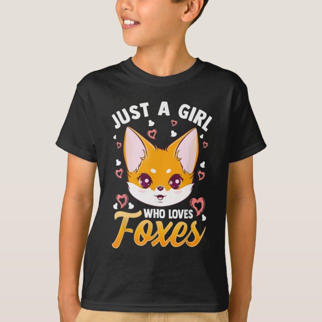 Just A Girl Who Loves Foxes Kids Girls Cute Fox T Shirt (Framsida)