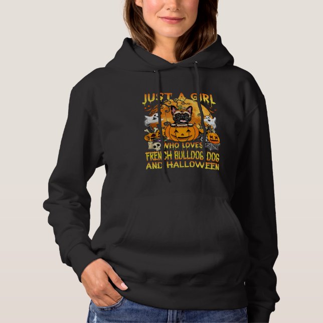 Just A Girl Who Loves French Bulldog Dog And Hallo T Shirt (Framsida)
