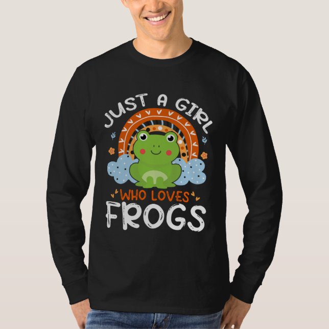 Just A Girl Who Loves Frogs Cute Frog Flowers Rain T Shirt (Framsida)