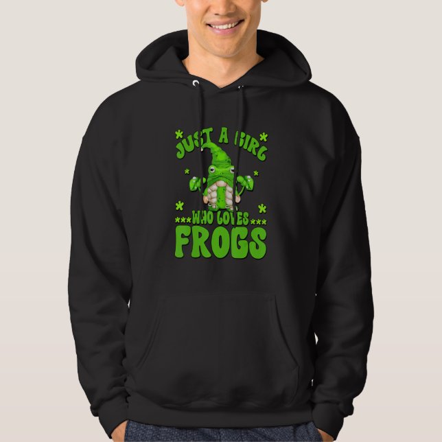 Just A Girl Who Loves Frogs Funny Gnome Graphic Fo Hoodie (Framsida)