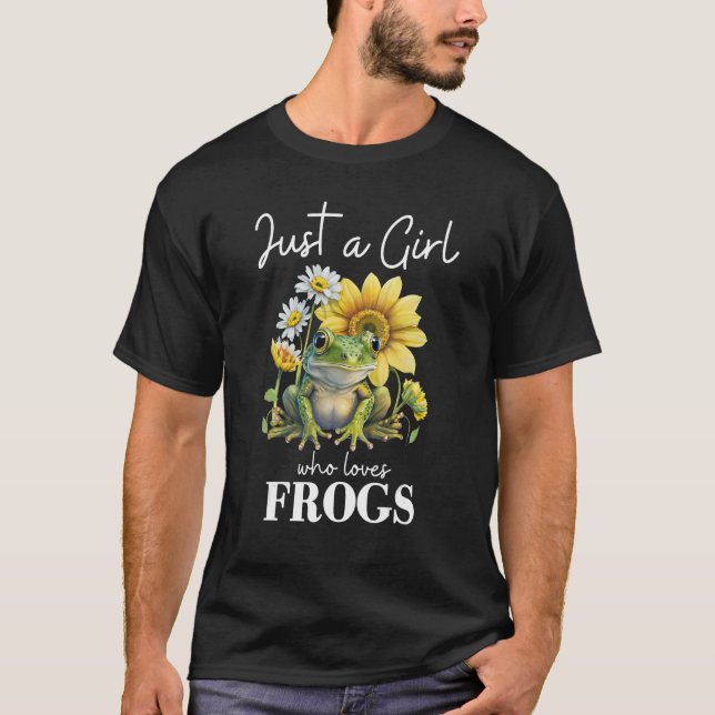 Just A Girl Who Loves Frogs Sunflowers Women Kids  T Shirt (Framsida)