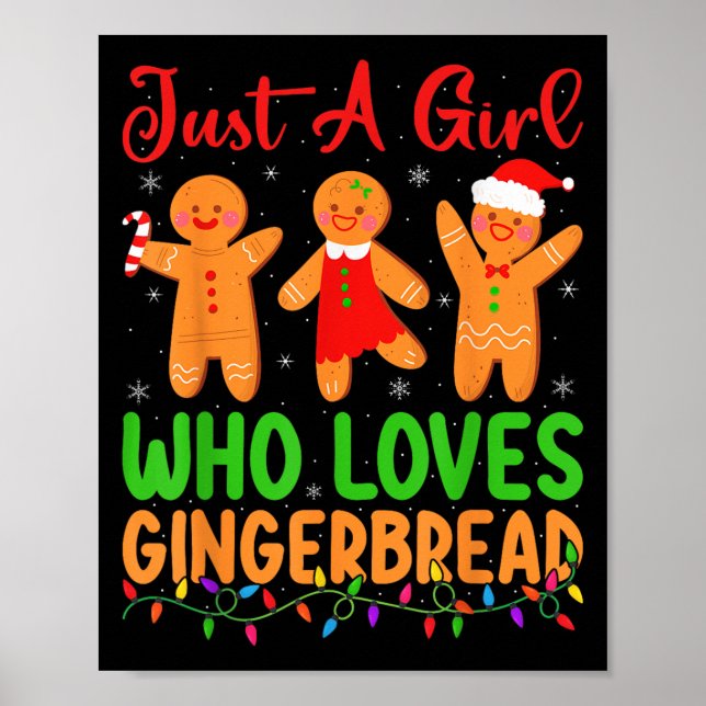 Just A Girl Who Loves Gingerbread Cookie Christmas Poster (Framsidan)