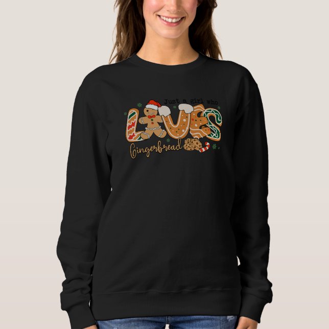 Just A Girl Who Loves Gingerbread Cookie Christmas T Shirt (Framsida)