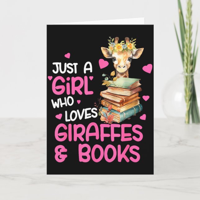 Just A Girl Who Loves Giraffes And Books Cute Read Kort (Framsida)