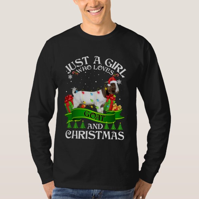 Just A Girl Who Loves Goats & Christmas  Xmas T Shirt (Framsida)