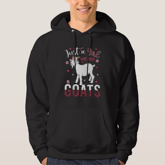 Just A Girl Who Loves Goats Cute Floral Goat  Farm Hoodie (Framsida)