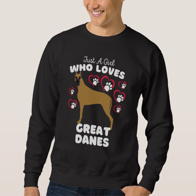 Just A Girl Who Loves Great Danes Cute Great Dane  Lång Ärmad Tröja (Framsida)