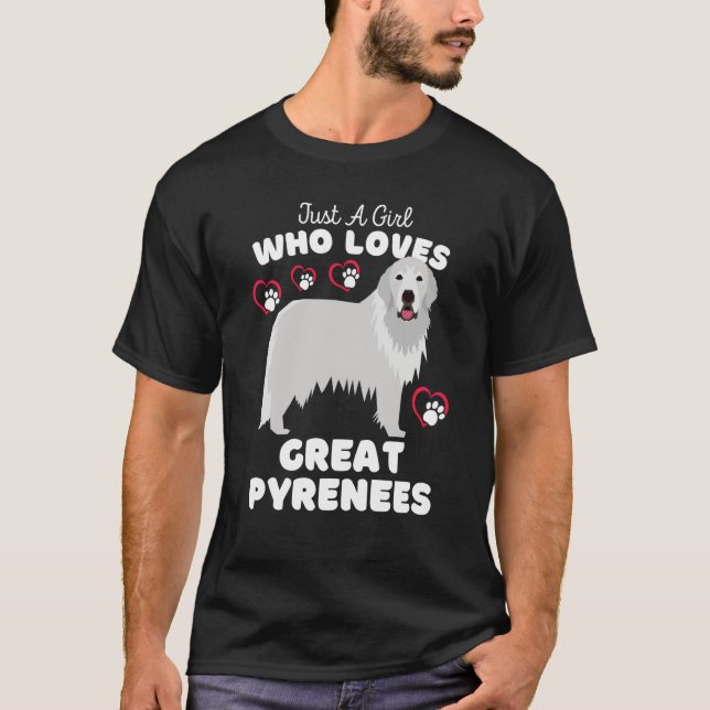 Just A Girl Who Loves Great Pyrenees Cute Dog Kids T Shirt (Framsida)