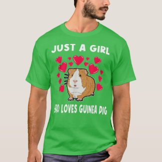 Just A Girl Who Loves Guinea Pig Pink Hearts Arts  T Shirt