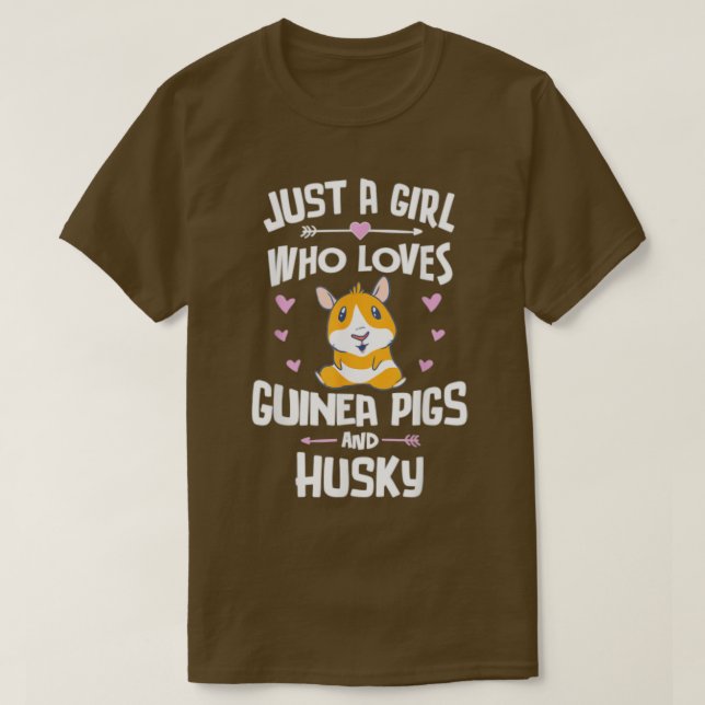 Just A Girl Who Loves Guinea Pigs And Husky  T Shirt (Design framsida)