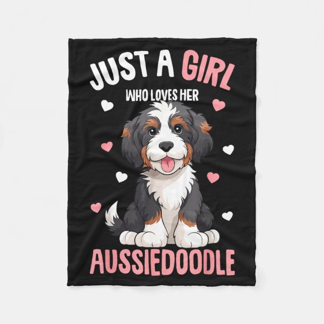 Just A Girl Who Loves Her Aussiedoodle Aussie Dood Fleecefilt (Framsidan)