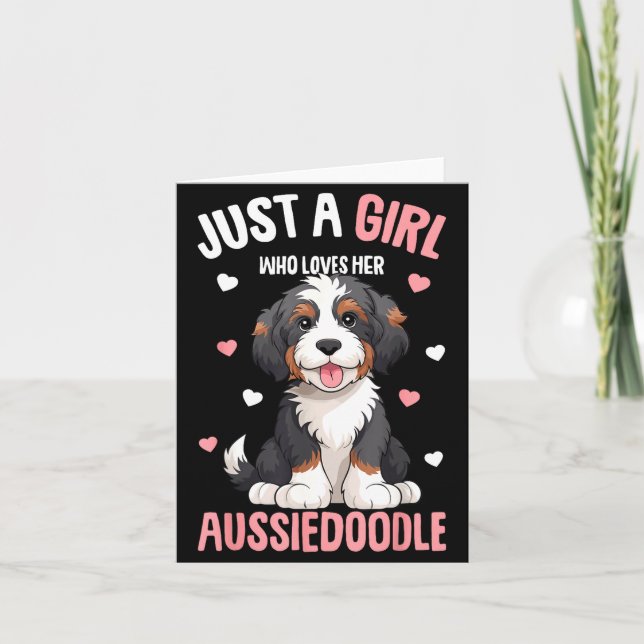 Just A Girl Who Loves Her Aussiedoodle Aussie Dood Kort (Framsida)