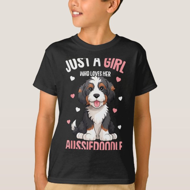 Just A Girl Who Loves Her Aussiedoodle Aussie Dood T Shirt (Framsida)