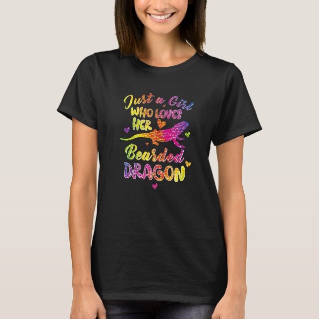 Just a Girl Who Loves her Bearded Dragon Dragons T Shirt (Framsida)